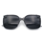 Womens Polarized Inset Lens Large Horn Rim Rectangle Boyfriend Sunglasses