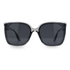 Womens Polarized Inset Lens Large Horn Rim Rectangle Boyfriend Sunglasses
