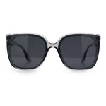 Womens Polarized Inset Lens Large Horn Rim Rectangle Boyfriend Sunglasses