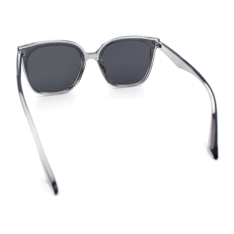 Womens Polarized Inset Lens Large Horn Rim Rectangle Boyfriend Sunglasses