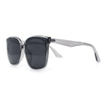 Womens Polarized Inset Lens Large Horn Rim Rectangle Boyfriend Sunglasses