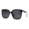 Womens Polarized Inset Lens Large Horn Rim Rectangle Boyfriend Sunglasses