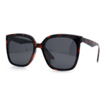 Womens Polarized Inset Lens Large Horn Rim Rectangle Boyfriend Sunglasses