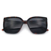 Womens Polarized Inset Lens Large Horn Rim Rectangle Boyfriend Sunglasses
