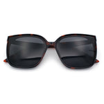 Womens Polarized Inset Lens Large Horn Rim Rectangle Boyfriend Sunglasses
