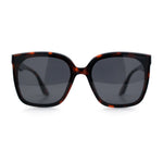 Womens Polarized Inset Lens Large Horn Rim Rectangle Boyfriend Sunglasses