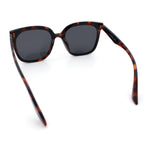 Womens Polarized Inset Lens Large Horn Rim Rectangle Boyfriend Sunglasses