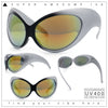 Womens Oversized Oval Wrap Around High Temple Goggle Plastic Sport Sunglasses