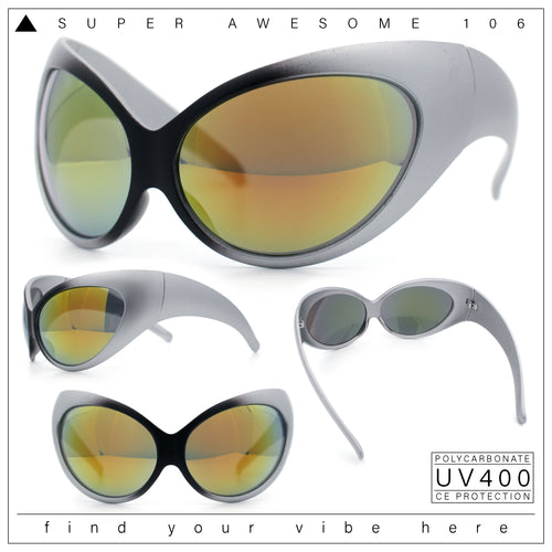 Womens Oversized Oval Wrap Around High Temple Goggle Plastic Sport Sunglasses