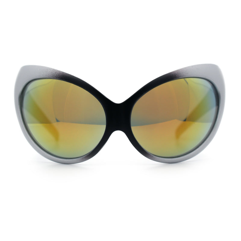 Womens Oversized Oval Wrap Around High Temple Goggle Plastic Sport Sunglasses