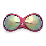Womens Oversized Oval Wrap Around High Temple Goggle Plastic Sport Sunglasses