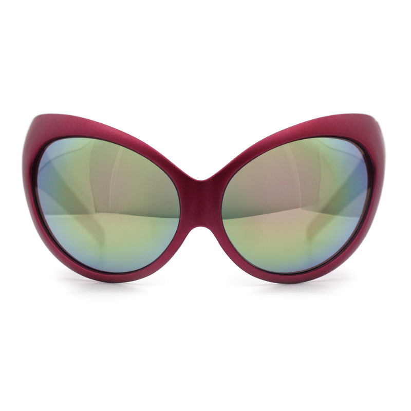 Womens Oversized Oval Wrap Around High Temple Goggle Plastic Sport Sunglasses