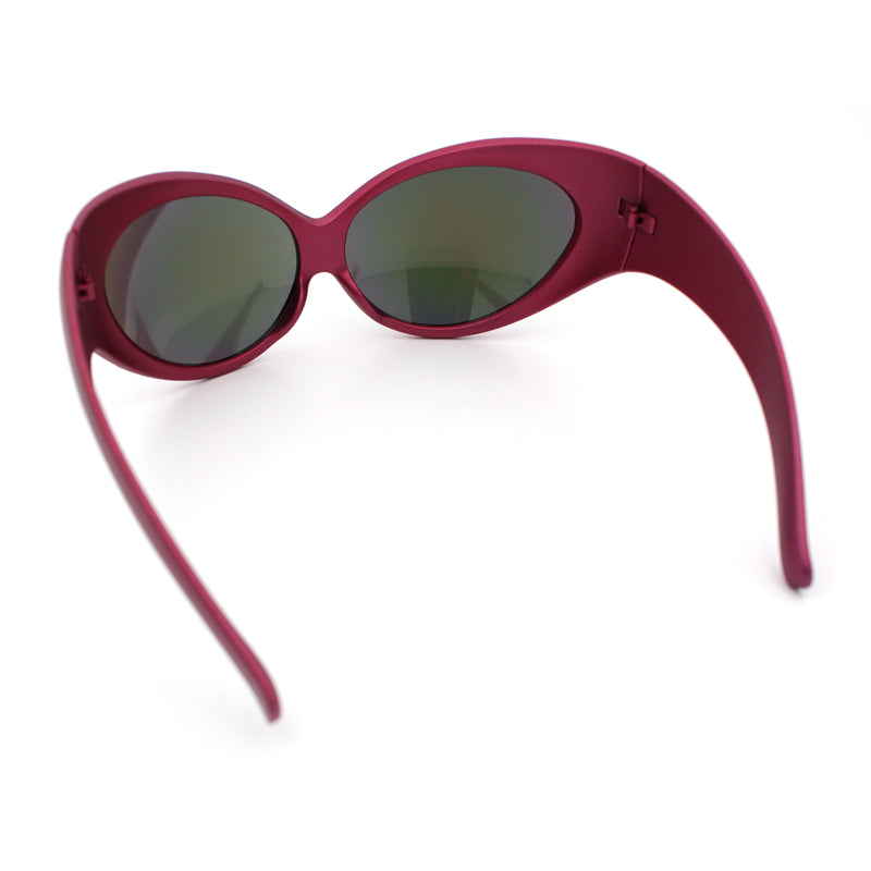 Womens Oversized Oval Wrap Around High Temple Goggle Plastic Sport Sunglasses