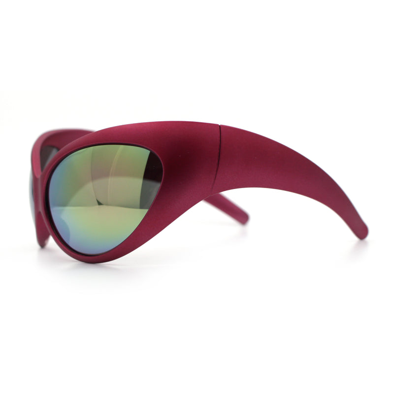 Womens Oversized Oval Wrap Around High Temple Goggle Plastic Sport Sunglasses