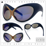 Womens Oversized Oval Wrap Around High Temple Goggle Plastic Sport Sunglasses