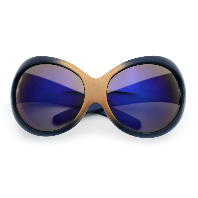 Womens Oversized Oval Wrap Around High Temple Goggle Plastic Sport Sunglasses