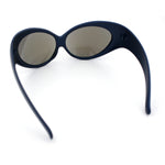 Womens Oversized Oval Wrap Around High Temple Goggle Plastic Sport Sunglasses