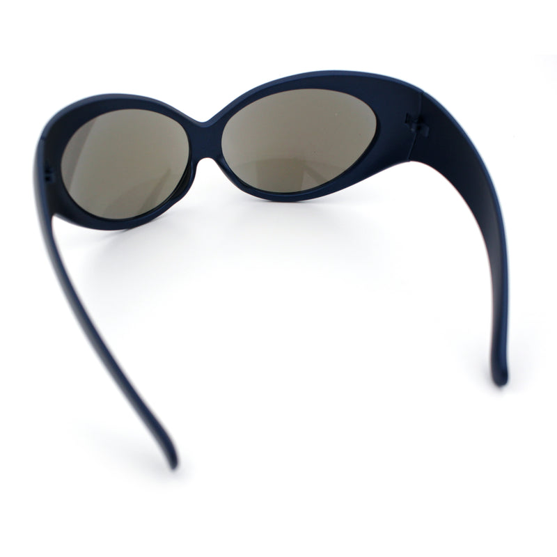 Womens Oversized Oval Wrap Around High Temple Goggle Plastic Sport Sunglasses