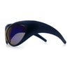 Womens Oversized Oval Wrap Around High Temple Goggle Plastic Sport Sunglasses