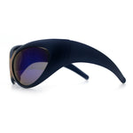 Womens Oversized Oval Wrap Around High Temple Goggle Plastic Sport Sunglasses