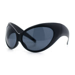 Womens Oversized Oval Wrap Around High Temple Goggle Plastic Sport Sunglasses