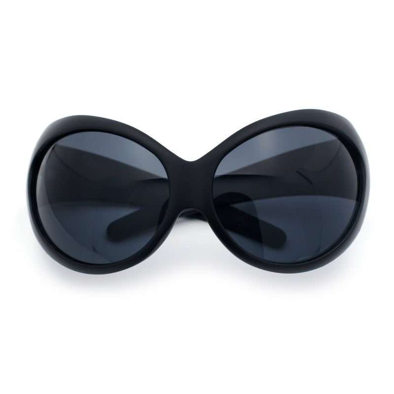 Womens Oversized Oval Wrap Around High Temple Goggle Plastic Sport Sunglasses