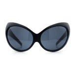 Womens Oversized Oval Wrap Around High Temple Goggle Plastic Sport Sunglasses