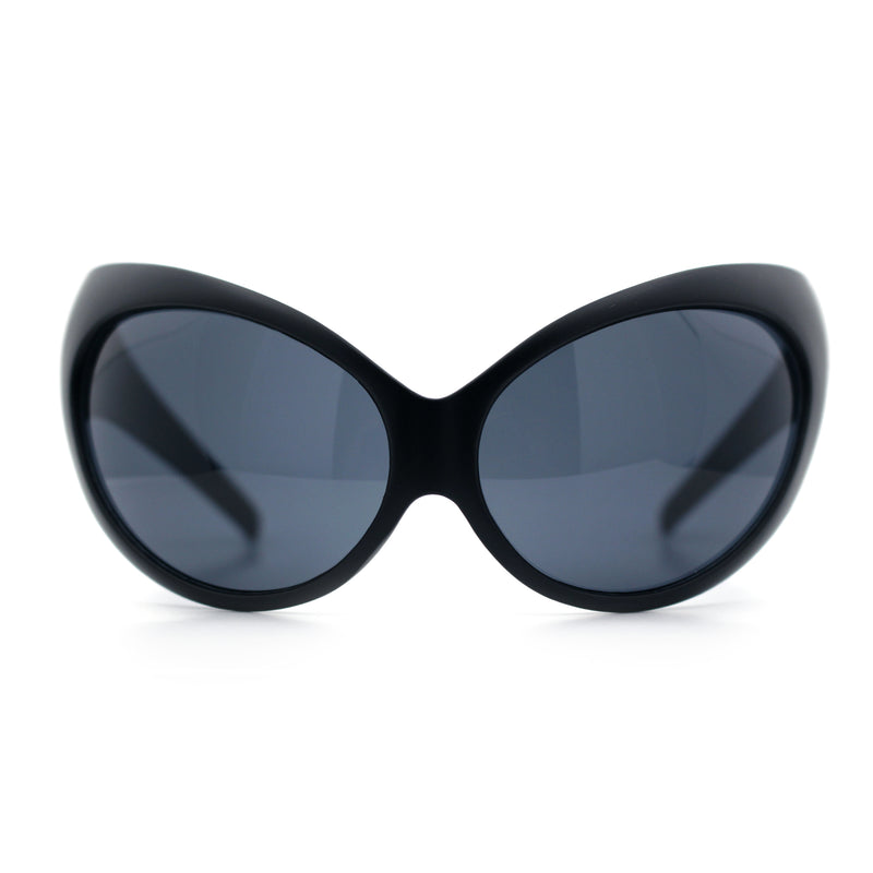 Womens Oversized Oval Wrap Around High Temple Goggle Plastic Sport Sunglasses