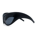 Womens Oversized Oval Wrap Around High Temple Goggle Plastic Sport Sunglasses