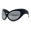 Womens Oversized Oval Wrap Around High Temple Goggle Plastic Sport Sunglasses