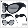 Womens Oversized Oval Wrap Around High Temple Goggle Plastic Sport Sunglasses