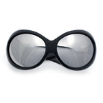 Womens Oversized Oval Wrap Around High Temple Goggle Plastic Sport Sunglasses