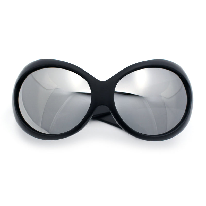 Womens Oversized Oval Wrap Around High Temple Goggle Plastic Sport Sunglasses