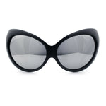 Womens Oversized Oval Wrap Around High Temple Goggle Plastic Sport Sunglasses