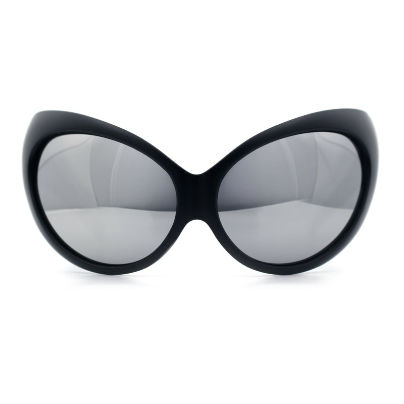 Womens Oversized Oval Wrap Around High Temple Goggle Plastic Sport Sunglasses