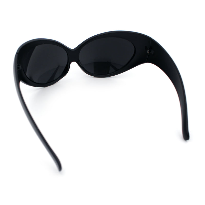 Womens Oversized Oval Wrap Around High Temple Goggle Plastic Sport Sunglasses