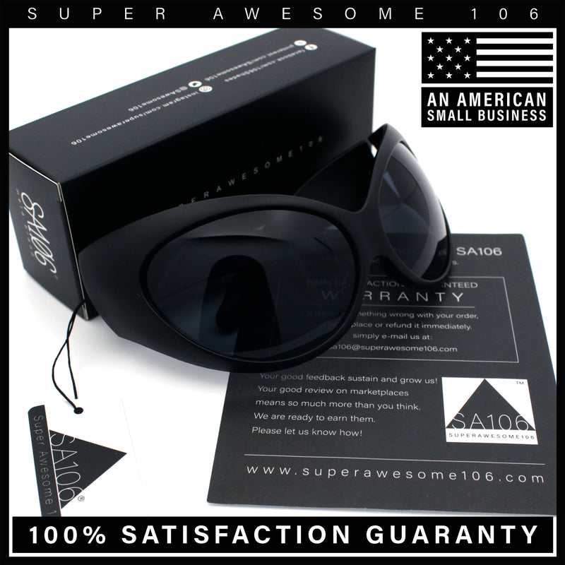 Womens Oversized Oval Wrap Around High Temple Goggle Plastic Sport Sunglasses