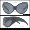 Womens Oversized Oval Wrap Around High Temple Goggle Plastic Sport Sunglasses