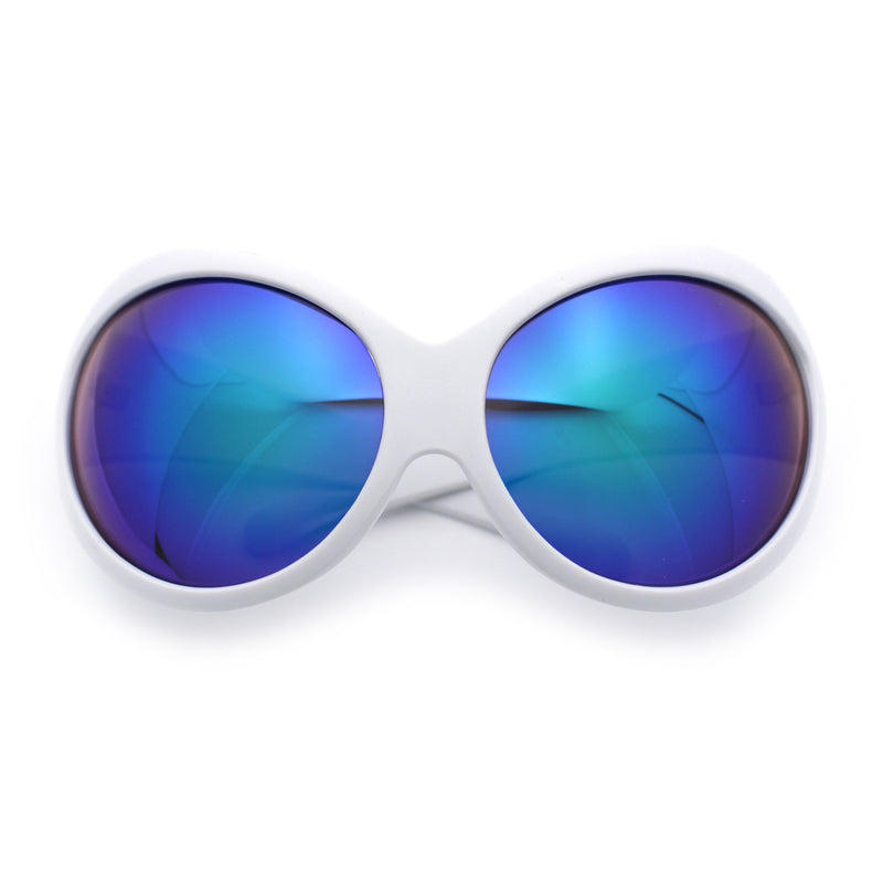 Womens Oversized Oval Wrap Around High Temple Goggle Plastic Sport Sunglasses