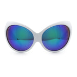 Womens Oversized Oval Wrap Around High Temple Goggle Plastic Sport Sunglasses