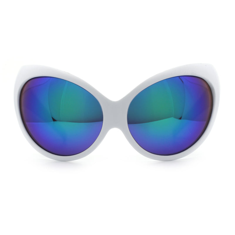 Womens Oversized Oval Wrap Around High Temple Goggle Plastic Sport Sunglasses