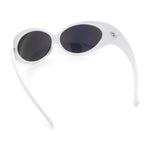 Womens Oversized Oval Wrap Around High Temple Goggle Plastic Sport Sunglasses