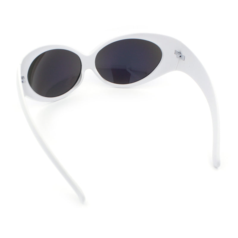 Womens Oversized Oval Wrap Around High Temple Goggle Plastic Sport Sunglasses