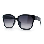 Womens Inset Lens Large Plastic Rectangle Horn Rim Marble Inlay Sunglasses