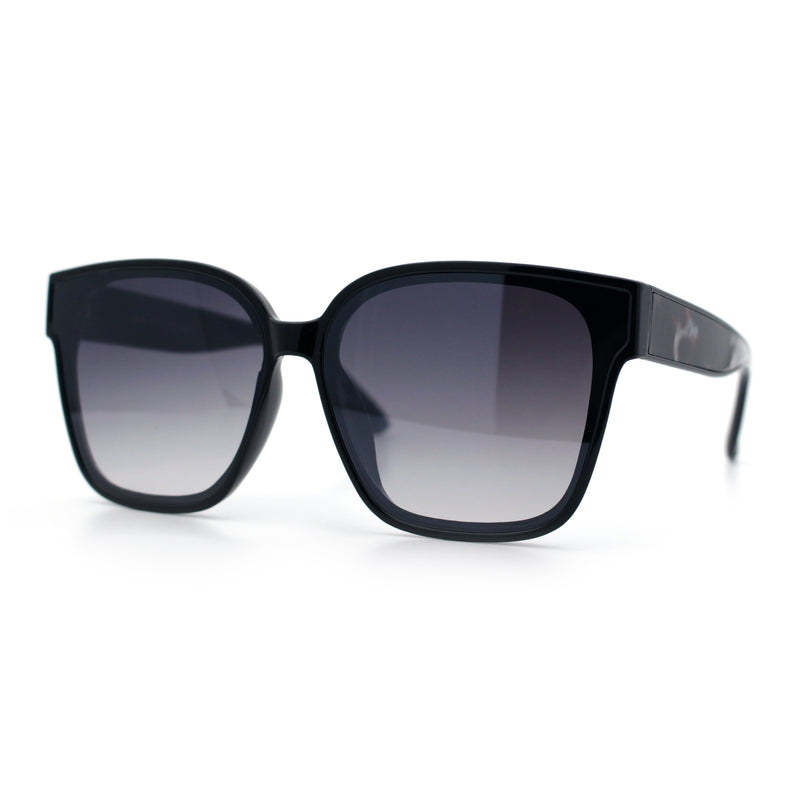Womens Inset Lens Large Plastic Rectangle Horn Rim Marble Inlay Sunglasses