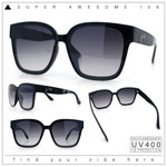 Womens Inset Lens Large Plastic Rectangle Horn Rim Marble Inlay Sunglasses
