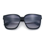 Womens Inset Lens Large Plastic Rectangle Horn Rim Marble Inlay Sunglasses