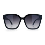 Womens Inset Lens Large Plastic Rectangle Horn Rim Marble Inlay Sunglasses
