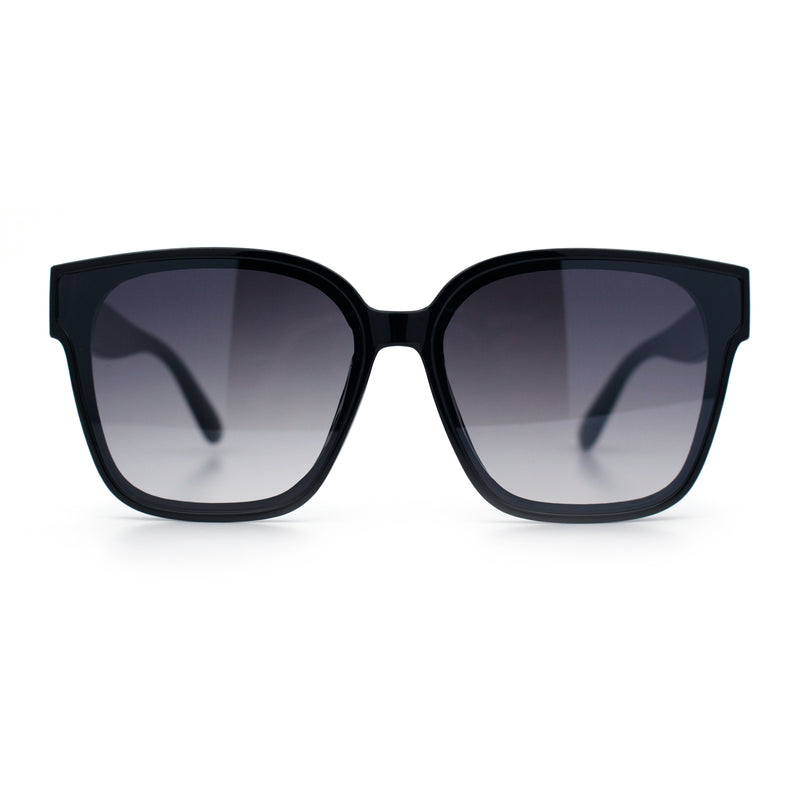 Womens Inset Lens Large Plastic Rectangle Horn Rim Marble Inlay Sunglasses