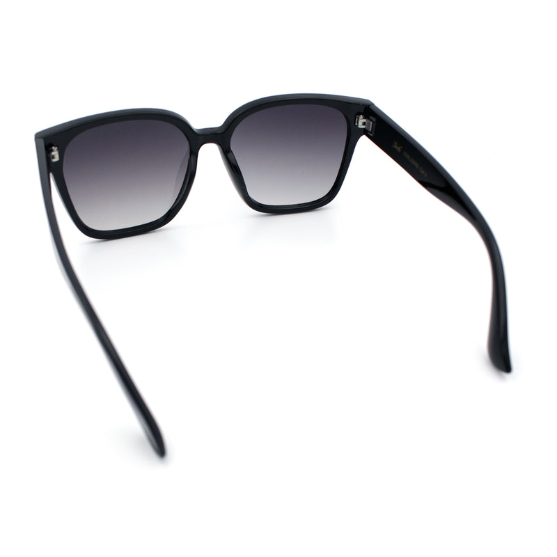 Womens Inset Lens Large Plastic Rectangle Horn Rim Marble Inlay Sunglasses